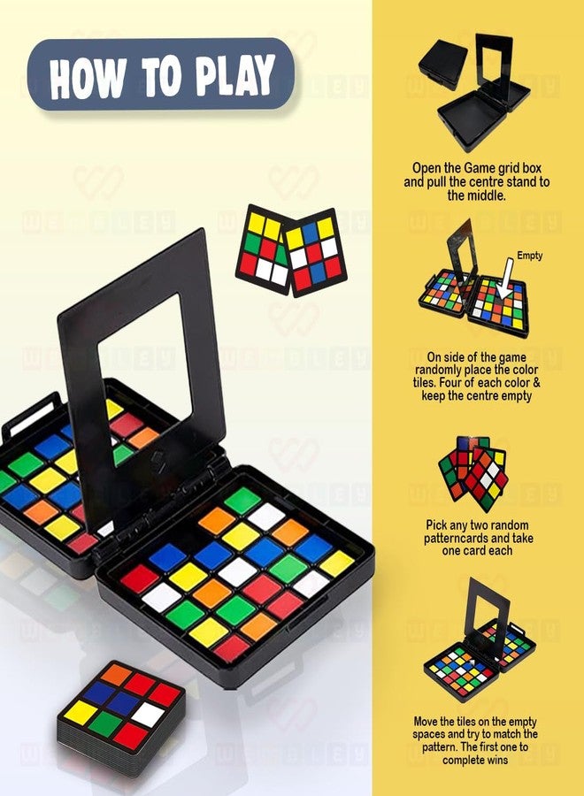 Wembley Color Tiles Cube Puzzle Race Board Game for Kids & Adults Two Player Speed Solving Face Off Brain Teaser Hand Eye Coordination Interactive Compact Engaging Thinking Game - Image 5